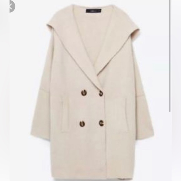 Zara Knit Double Breasted Hooded Cardigan beige M - Picture 5 of 9